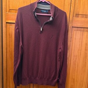 Nautica Men's Maroon Zip-Up Sweater size xl like new
